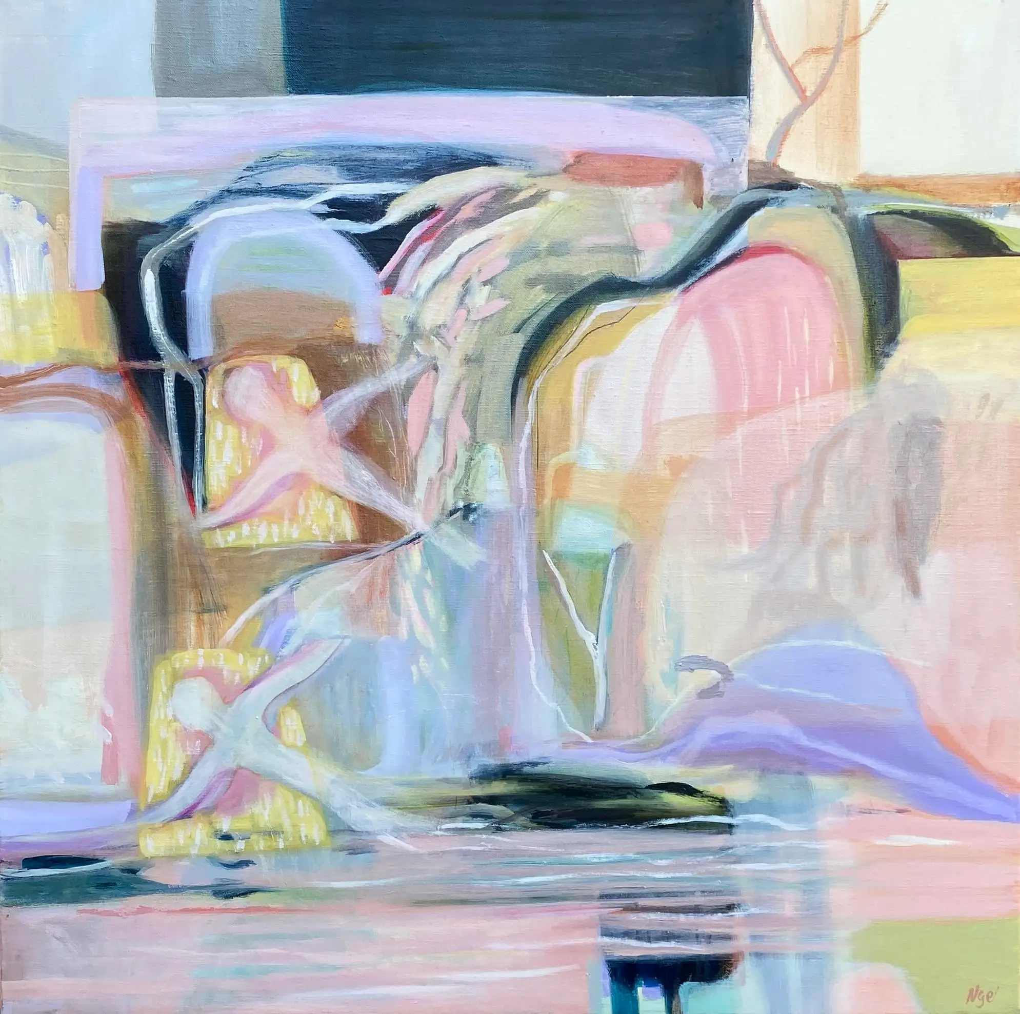 Shari Nye_Back To Nature_ 2026_ Oil on linen, framed_79 x 79 cmjpg copy