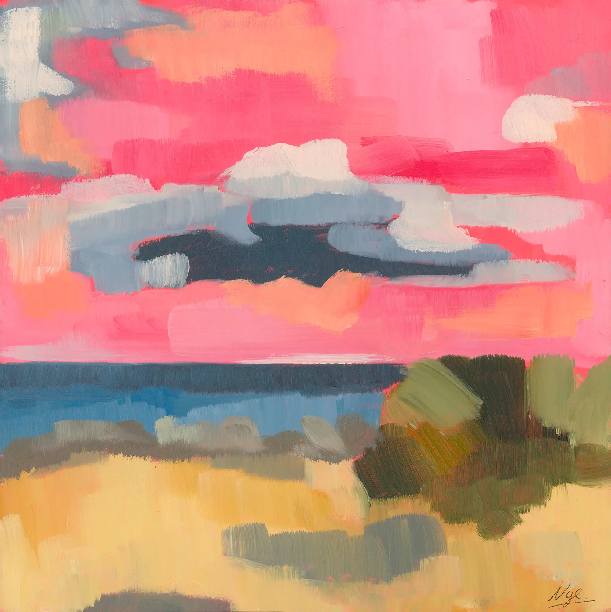 Beach Love Oil on Wood Panel