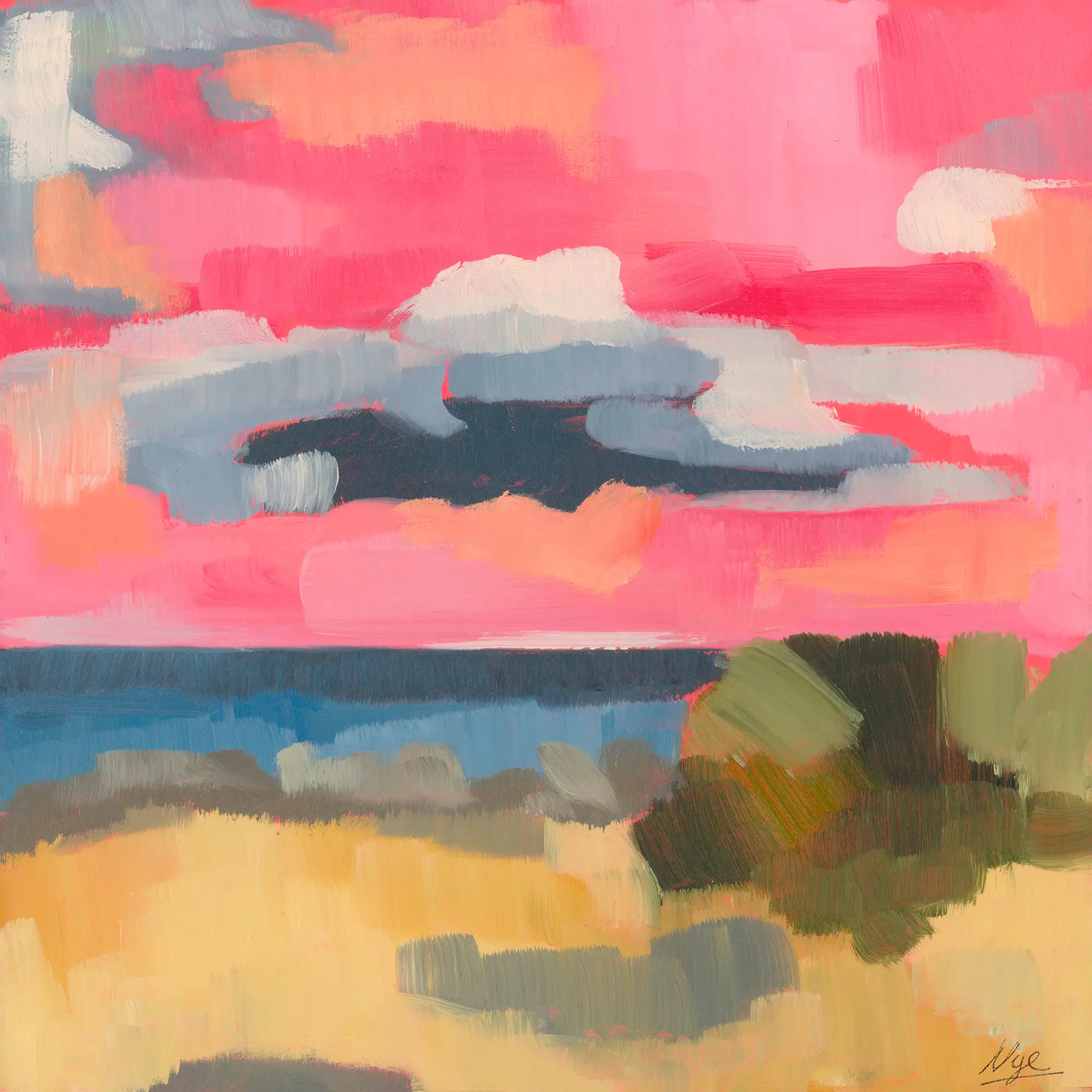 Beach Love Oil on Wood Panel