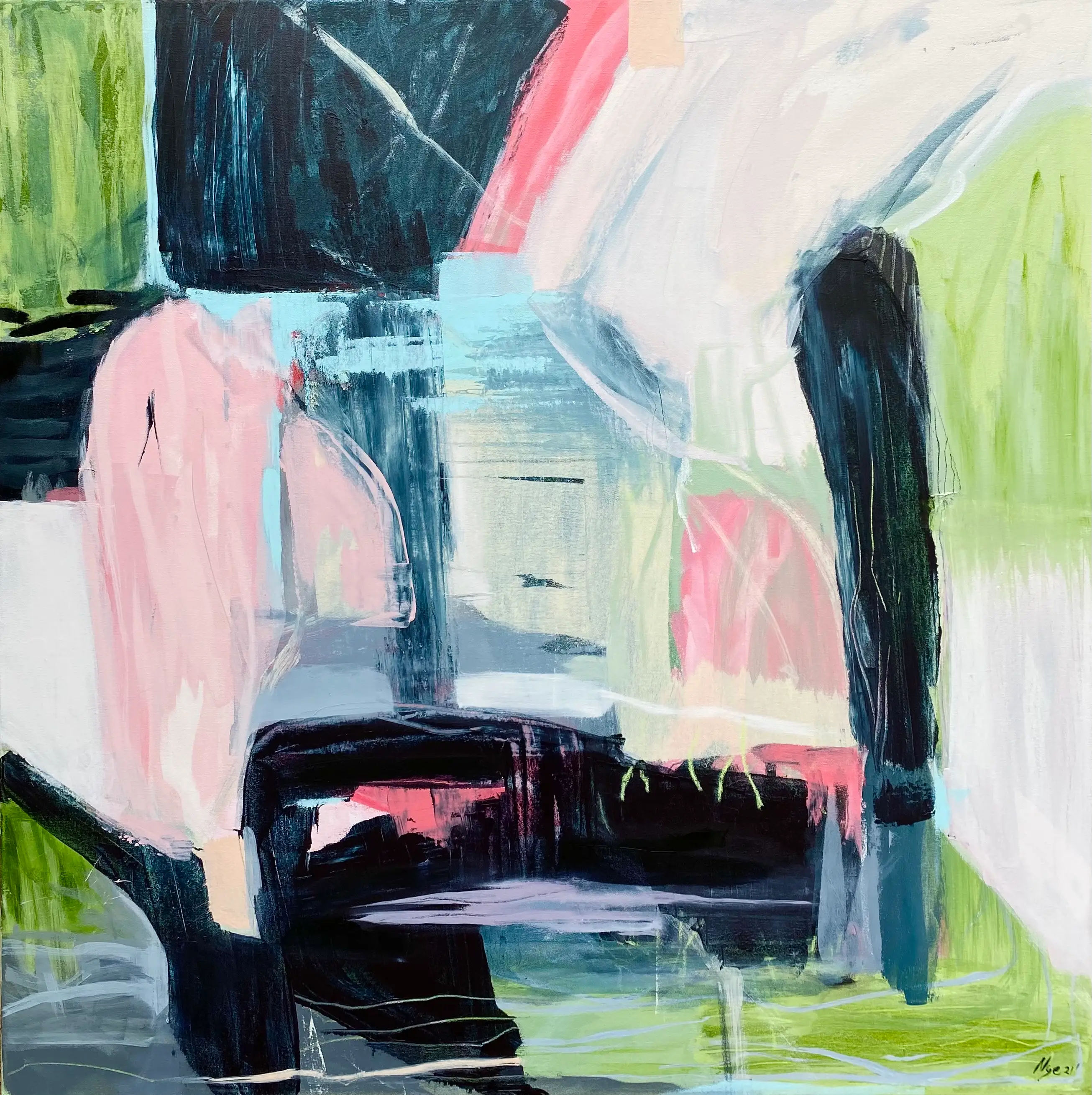 I remember: Shari Nye : 83 x 83 OIl and acrylic on polycotton